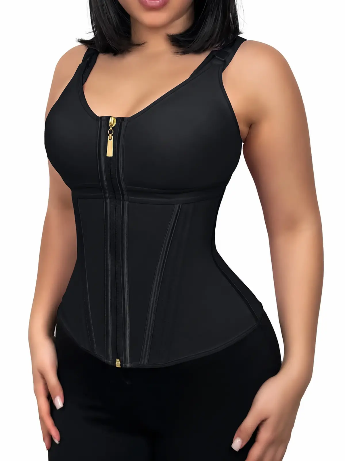 Waist Shapewear for Women with Bra Girdle Workout Shapewear with Adjustable Shoulder Strap Women's Colombian Faja Seamless Shapewear Waist Shapewear Corset for Women Sport Workout Vest for Women Women's Adjustable Compression Waist Trainer Corset Black