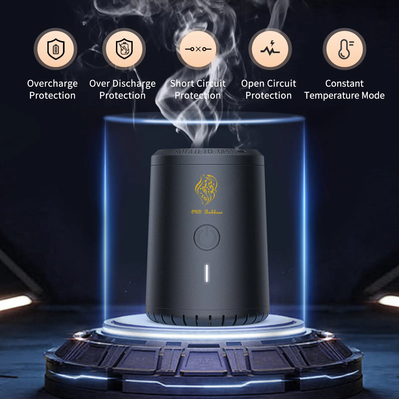 BK-118 Mini Electric Incense Burner - Rechargeable USB Aroma Diffuser with Metal Body, Muslim Home Decor, Gift for Room Use