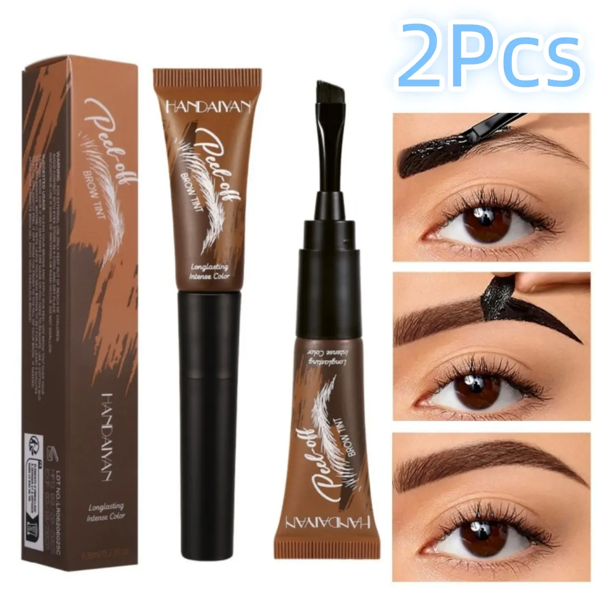 Handaiyan Women's 2-Piece Tinted Eyebrow Gel Set - 5-Color Color Fixing Eyebrow Paste, Waterproof, Long-Lasting, Easy to Remove, Gifts for Women