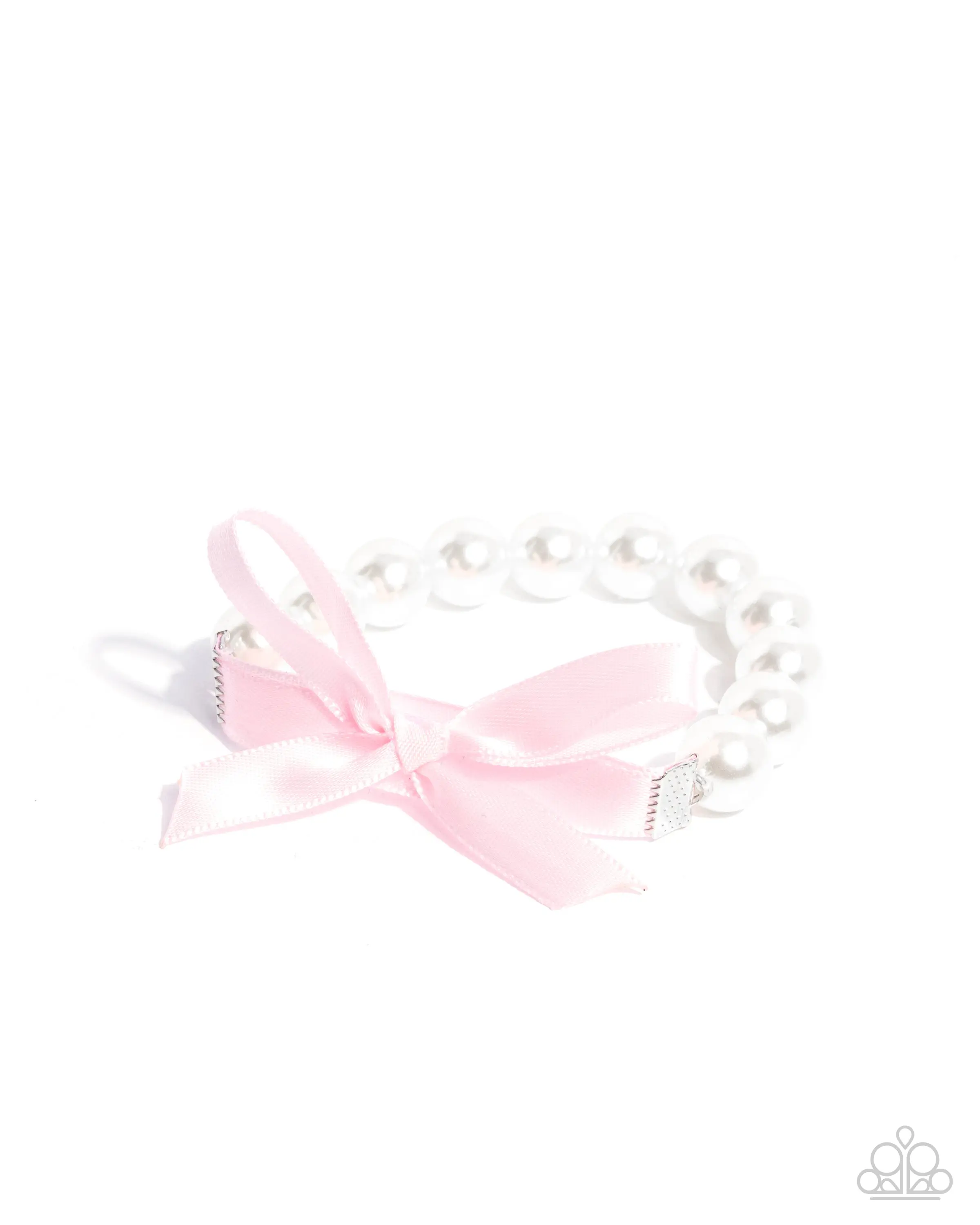 Serene Substance - Pink Ribbon White Pearl Stretchy Bracelet - Paparazzi