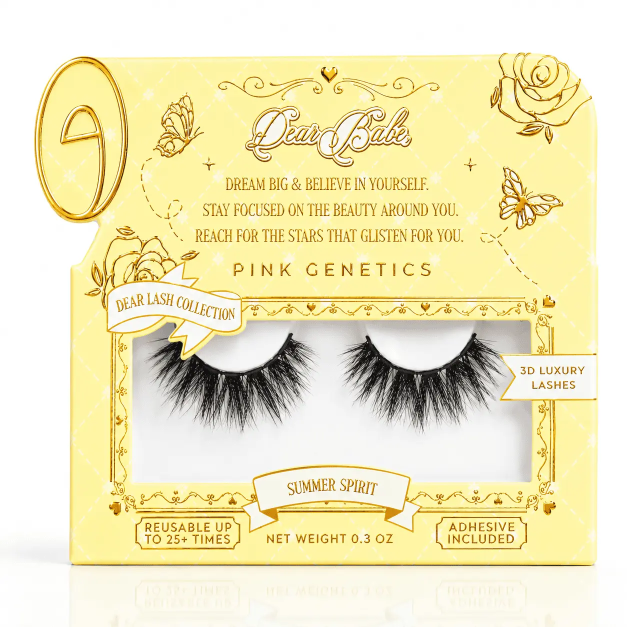Pink Genetics Summer Spirit Eyelashes - Bold Dramatic 3D Mink Extensions for Flawless Makeup Look - Reusable Up to 25+ Times - Cosmetic Beauty Product