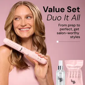 L'ANGE HAIR -  Duo It All Starter Pack - Le Duo 2-in-1 360 Titanium Airflow Curling Iron, Alligator Hair Clips, Rival Heat Shield Protectant 4oz