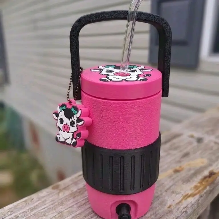 Mini Can Koozie, Pink Cow Design, Drinkware Accessory