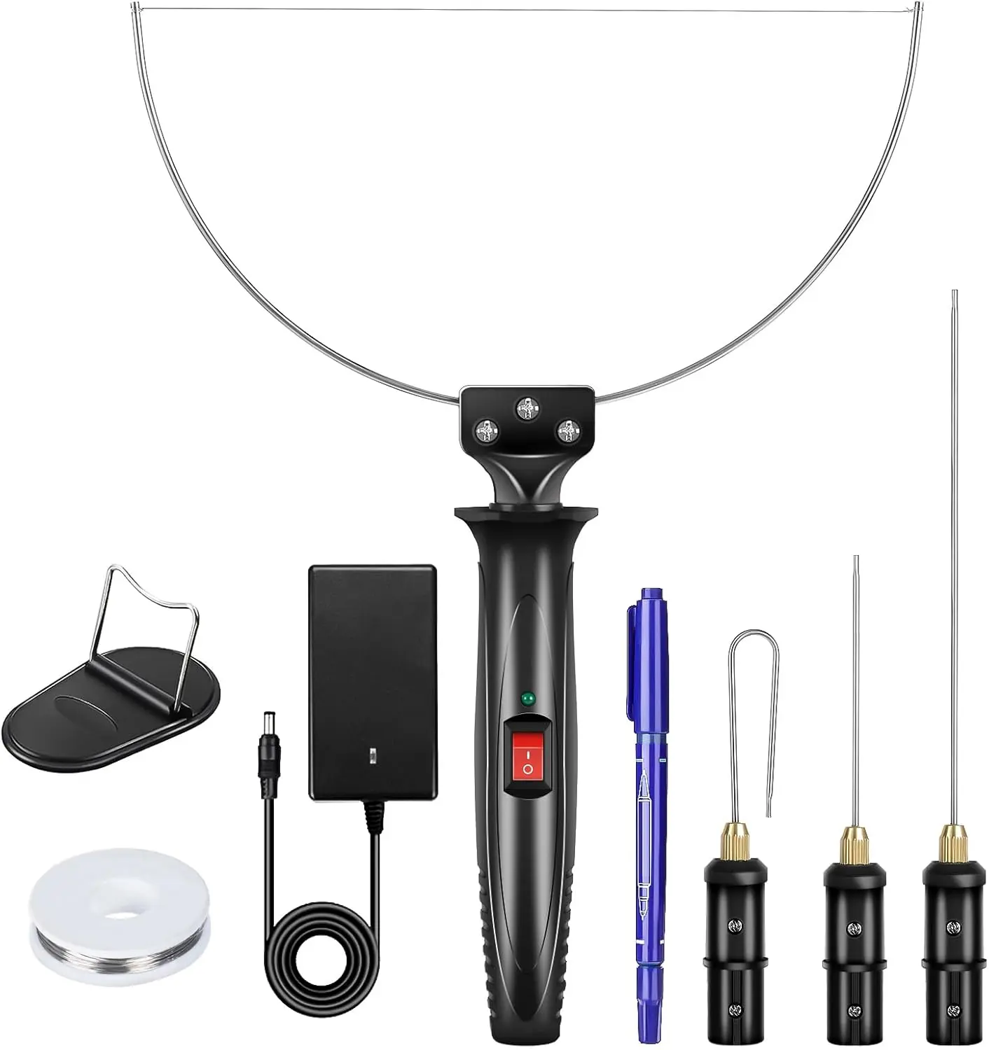 GOCHANGE 4-in-1 Multifunctional Stationery Electric Foam Cutter Pen Set, 18W Office Cutting Supplies with 100-240V Voltage Transformer Adaptor, Stainless Steel Components, 10m Cable, 7cm Blade