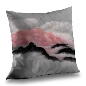 Begin Home Decor C1PC1414GUN0E5 14 x 14 in. Gray & Pink Clouds - Contemporary Mountains Poly Twill Throw
