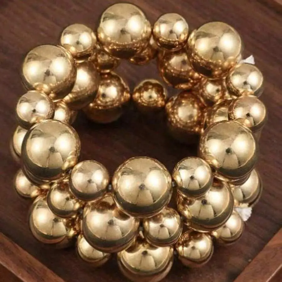 3pcs Vintage Punk Contrast Color Beaded Geometric Ball Bracelet Set, Gift For Women, Valentine's Day Gift XNGR