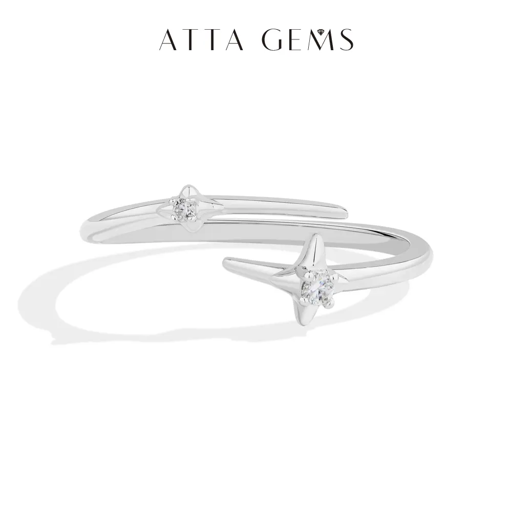 ATTAGEMS Adjustable Lab-Grown Moissanite Ring for Women 925 Sterling Silver Ring Daily Wear Holiday Birthday Gift Pinky Ring Fine Jewelry R385