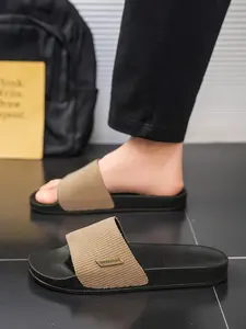 Classic Men's Slip-On Sandals, Elegant Sandal, High-Quality Corduroy Design, Breathable Toe-Open Shoes, Anti-Slip Sole, Retro Casual Style, Spring Summer Comfort