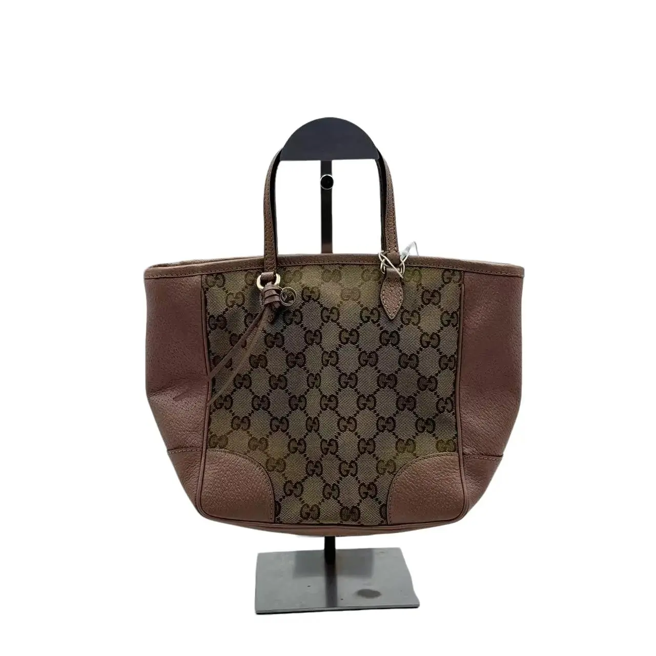 Pre-owned GUCCI H5 GG old flower lychee pattern cowhide double G tassel tote bag (middle aged style) H17197