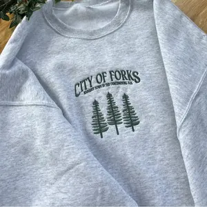 Forks Washington Sweatshirt - Fashion Casual Long Sleeve Crewneck, Vintage-Inspired Graphic Pullover, Street Casual Travel Sweater for Women & Men