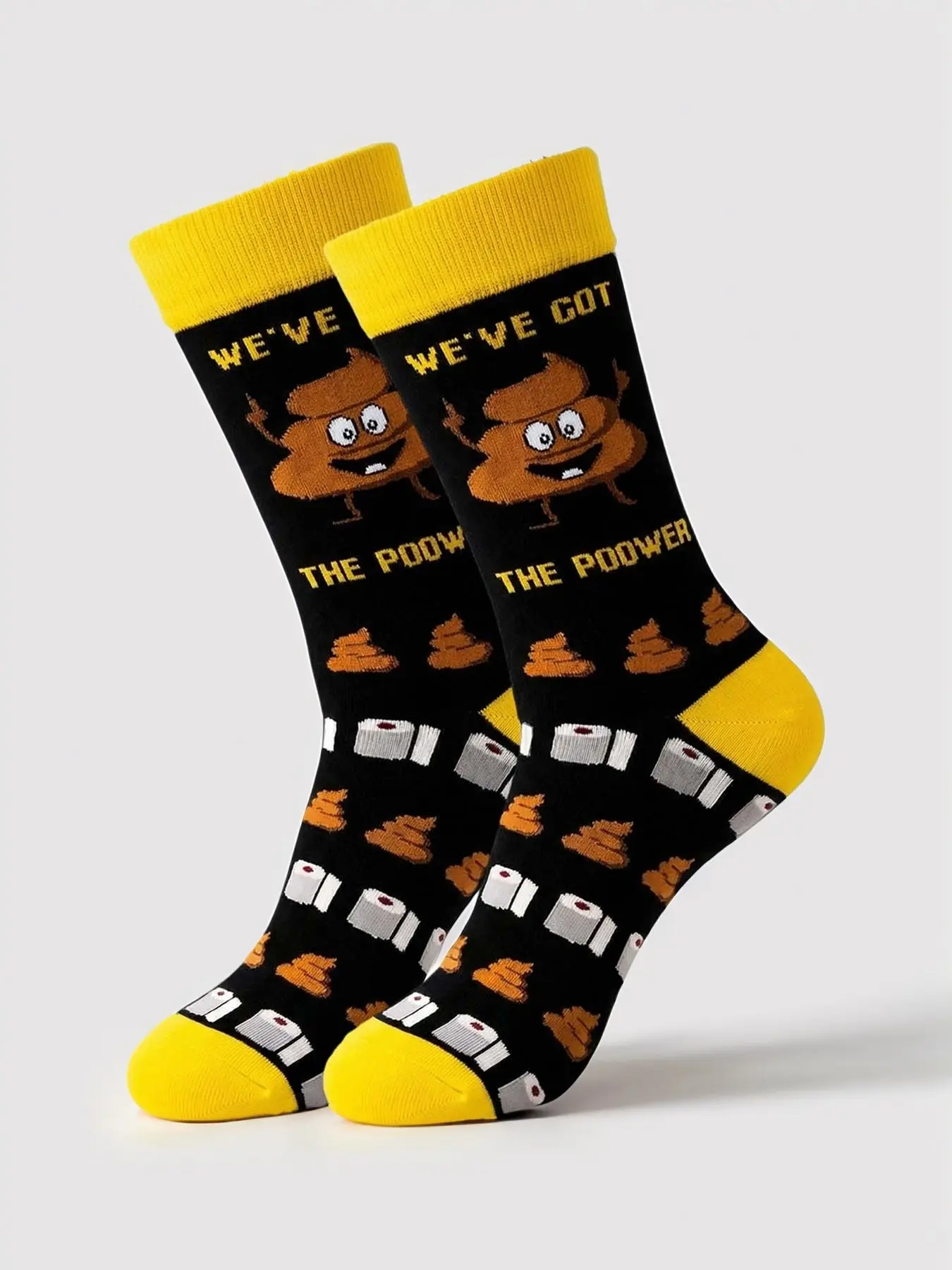 Funny Mid-Calf Knitted Socks with Toilet Print, Unisex Soft Sweat-Absorbent, Moisture Wicking Socks, Casual Fashion Socks, Eye-Catching Versatile Gift, All Seasons Fashion