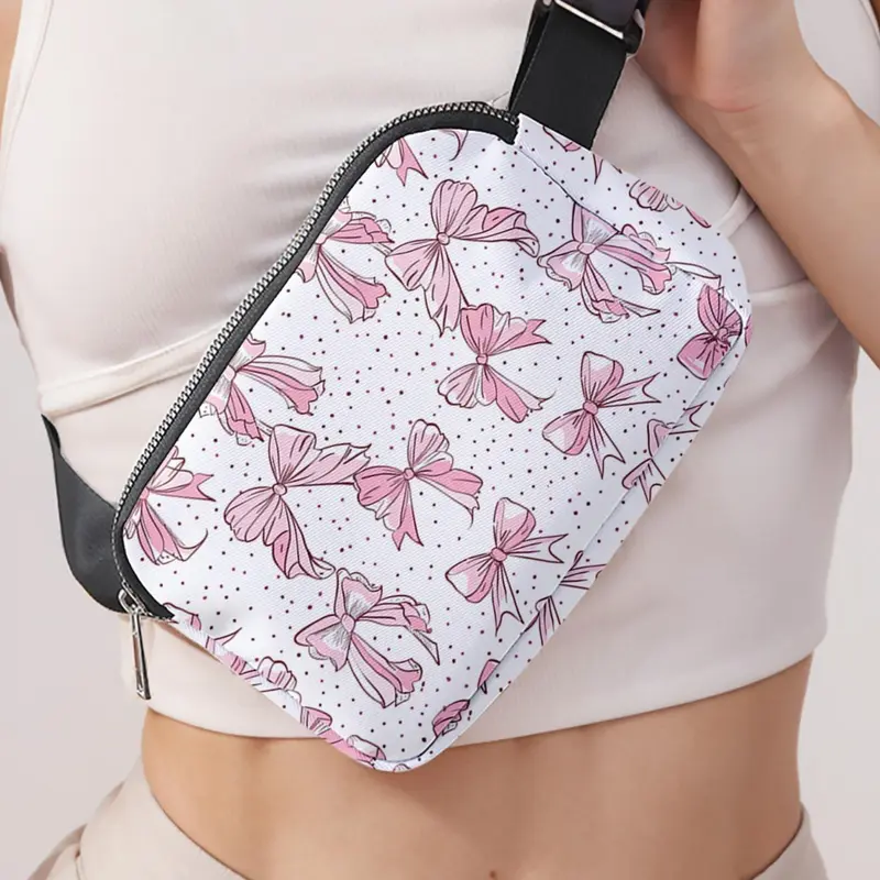 Women's Cute Bow Pattern Fanny Pack, Belt Bag, Waist Packs, Fashionable Large Capacity Travel Bag, Casual Versatile Zipper Fanny Pack for Daily Used, Zipper Bum Bag