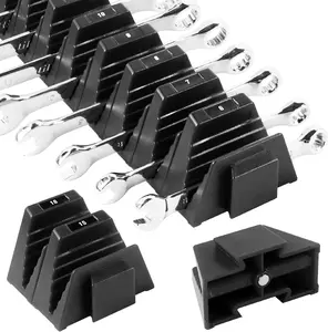 Modular Wrench Organizer Magnetic, Wrench Organizer for Tool Box Drawer - Wrench Holders with Metric & SAE Labels, Gift for Mechanics (24, Black)