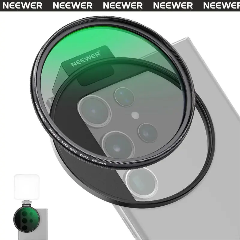 NEEWER FL-41 67mm Polarizing Filter Circular Polarising Filter(CPL) Reduce Glare/Enhance Contrast/Ultra Slim/Reduces Reflection  for Cell Phone Camera Lens tiktokshopbacktoschool