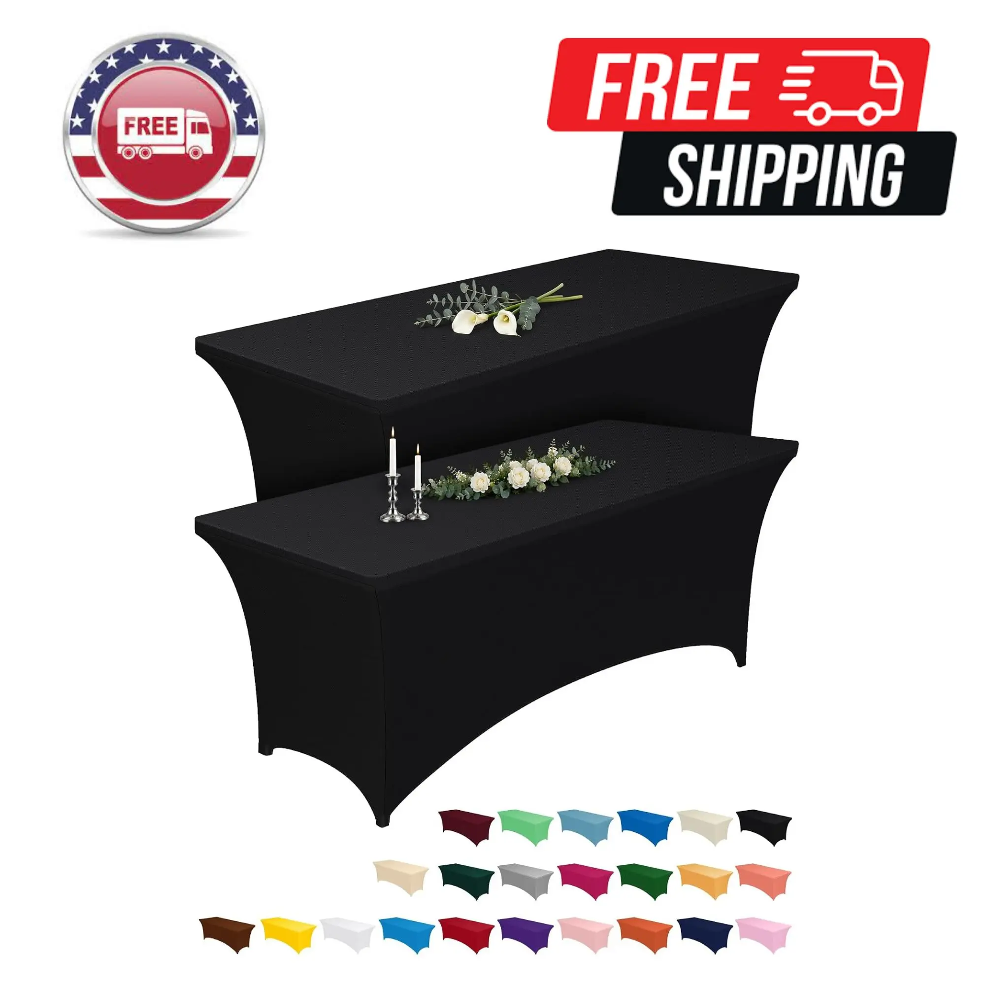 Spandex Tablecloth 6ft - 2 Pack, Fitted and Tight Cloth