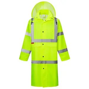 ProtectX High Visibility Waterproof Rain Coat for Men, Reflective One-piece Rain Jacket, Long Rain Suit, Hi Vis Safety Gear