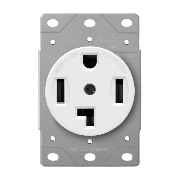 Enerlites Industrial Grade Flush Mount Receptacle, NEMA 14-30R, Grounded 4-Wire Electrical Socket with Thermoplastic Plastic Construction & Corrosion Resistance