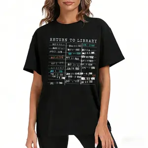 Return to Library Shirt, Vintage Library Card Book Due Date Sweatshirt, Bookish Gift for Her Him Reader Author Librarian English Teacher Shirt, Women's Men's Graphic Round Neck T-shirt