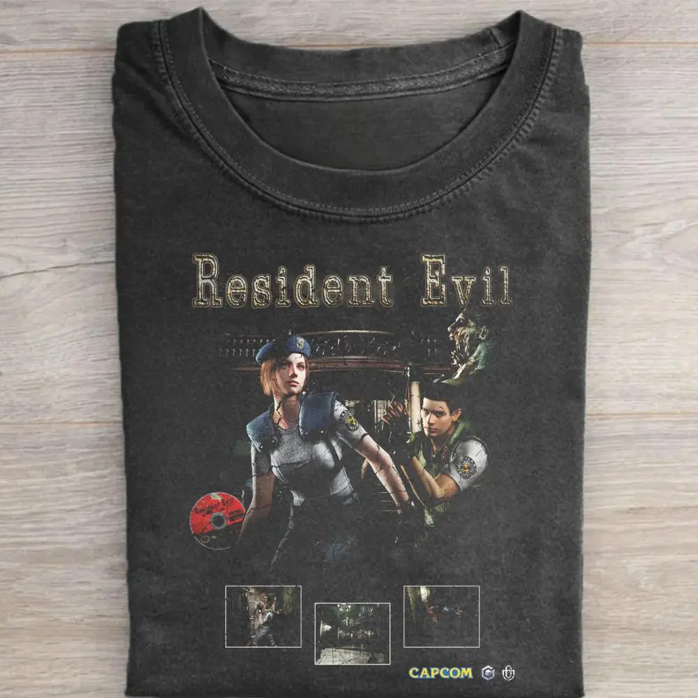 Resident Evil T Shirt, Vintage Jill Valentine Graphic Tee, Classic Survival Horror Oversized Shirt, Capcom Gaming Merch, Unisex Gift