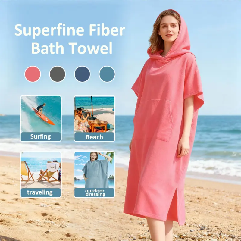 1pcs Quick-drying hooded bathrobe, microfiber cape, beach bathrobe, light and comfortable bath towel, Cloth, suitable for home shower, beach, hotel, swimming, travel vacation, Shower Towels