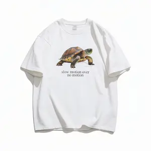 Slow Motion Turtle Casual Cotton Retro T-Shirt with Vintage Graphic Design for Men and Women