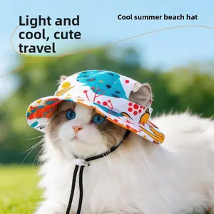 Pet Supplies Pet Hats Sun Dog Ear-Exposed Anti-Slip Adjustable Basin Hats Puppy Hats Cat Hats Dog Hats