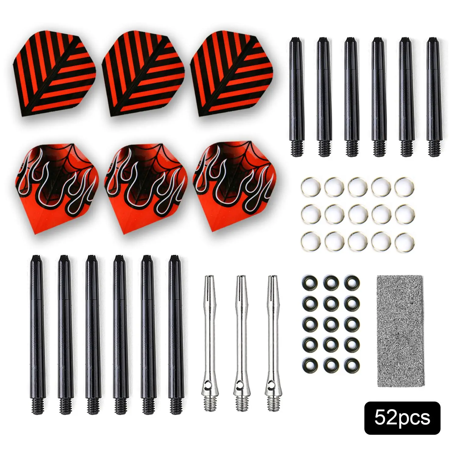 Dart Accessories Set, Darts Gear, 52pcs/set Dart Shafts & Dart Flights & Nocks & Springs Ring, Dart Accessories for Indoor Outdoor Sport Darts Tips
