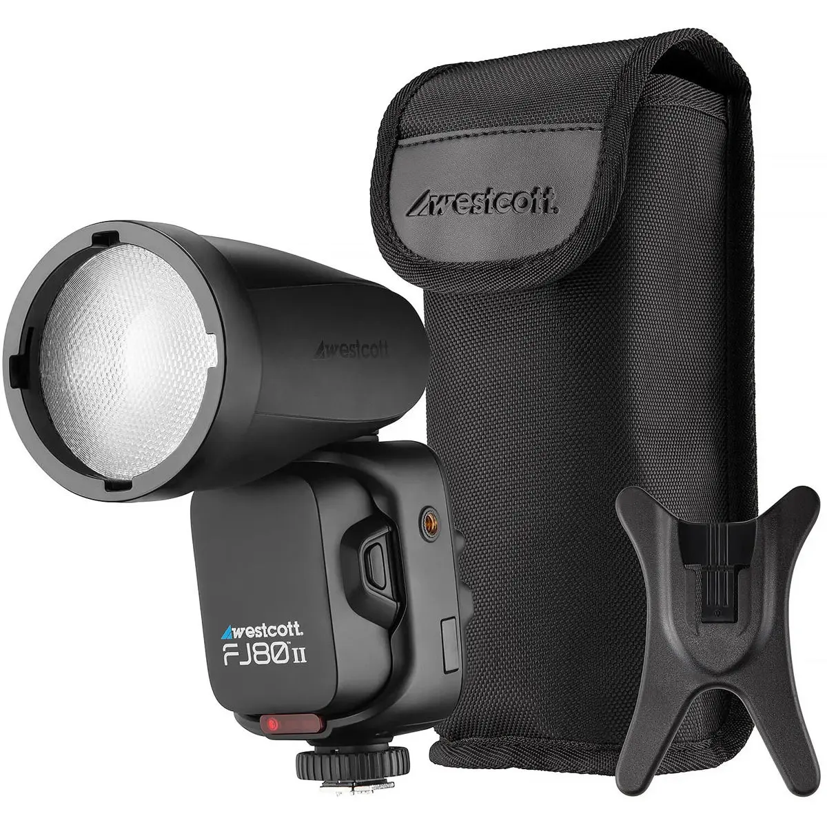 Westcott FJ80 II M Touchscreen Flash Speedlight - 80Ws, Wireless, Portable, Multi-Brand Camera Mount, Rear Controls, Included Stand, Device