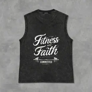 Fitness and Faith: Committed to Both Barbell Unisex Washed Tank Top