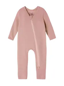Bamboo Fiber Fabric Anti-Slip Foot Bottom Unisex Baby Onesie Bodysuit, Long Sleeve Fitted Below the Ankle, Cute Solid Pattern, All Seasons