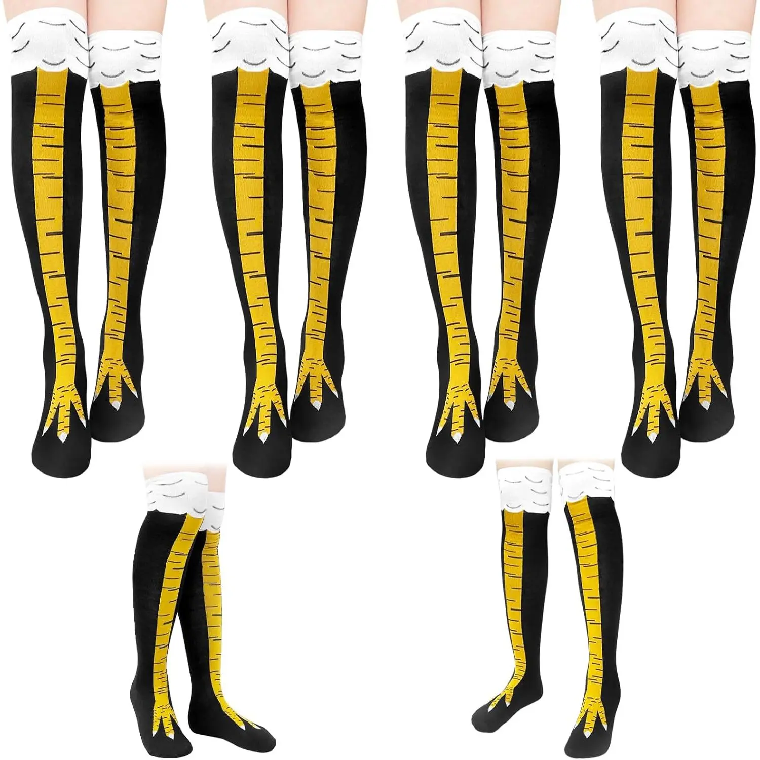 4 Pair Chicken  Socks,25.6 Inch Chicken  Over The  Sock,Novelty Funny Crazy Socks for Adult,Women,Men,Teen,Xmas Gifts