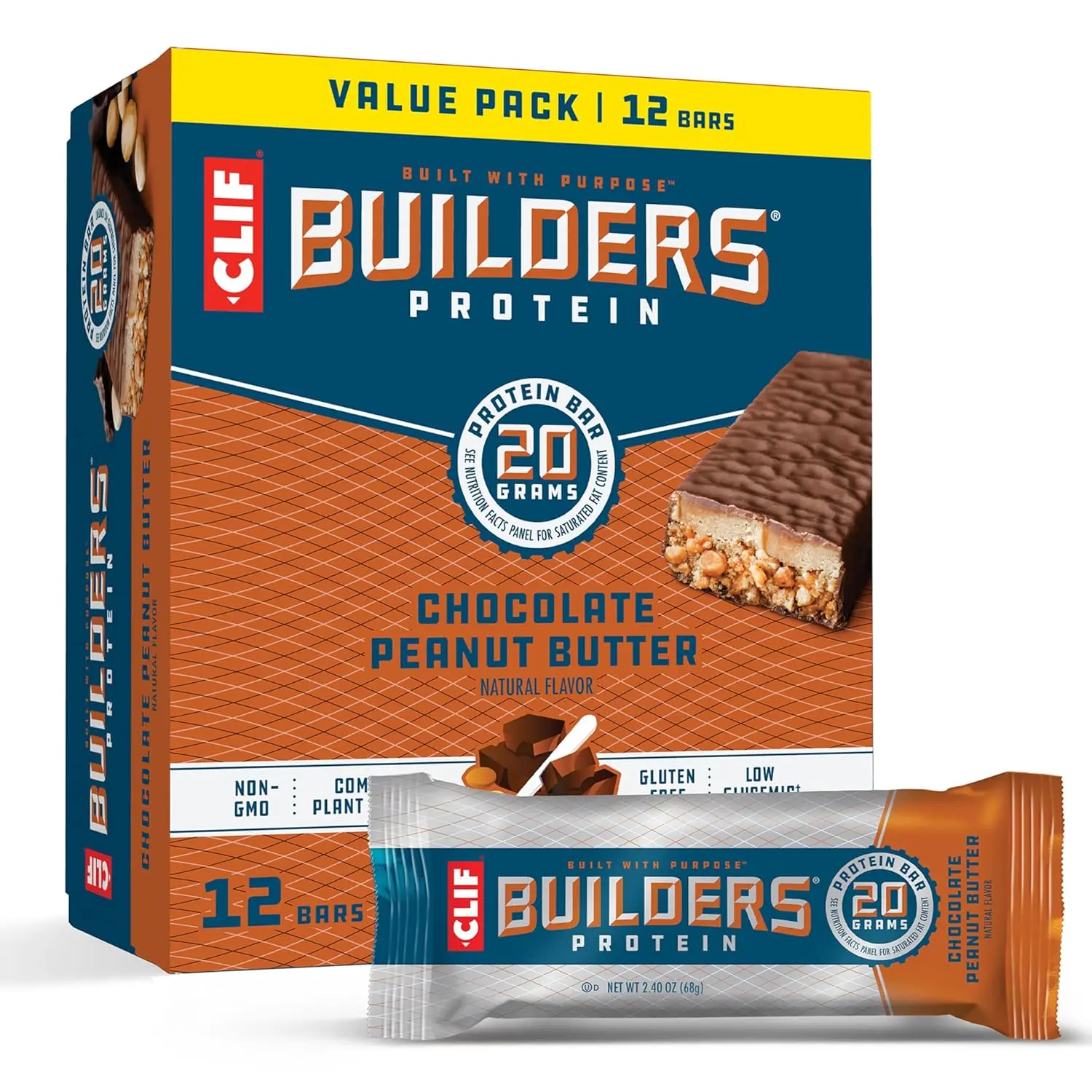 CLIF BUILDERS Protein Bars - Chocolate Peanut Butter Flavor