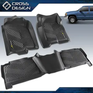 CROSSDESIGN TPE Floor Mats Fit For 99-06 Chevy Silverado/GMC Sierra Extended Cab Front Rear Waterproof Durable