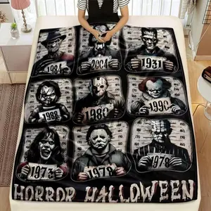 Soft Funny Throw Blanket Horror Icons Flannel Fleece - Cozy Fuzzy Plush Comfy All-Season Sofa Bedroom Dorm Couch Office Car Travel Home Bedding,Comfortable Movie Decor Blanket Men Women Boys Girls Halloween Birthday Fan Gifts Throwblanket