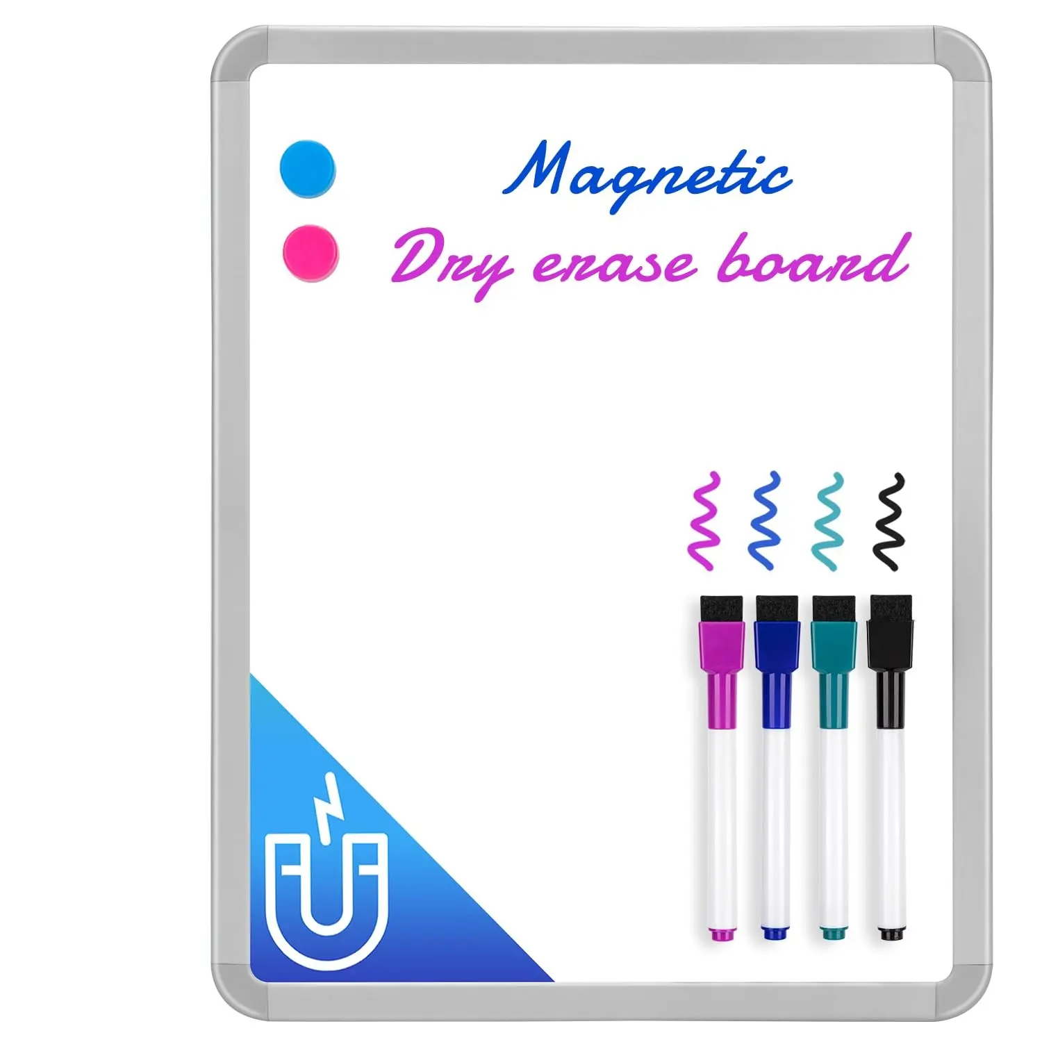 Mini Size Magnetic Dry Erase Board, 14''x11'' Small Whiteboard with Markers for Students, Fridge-Wall-Locker Office Stationery