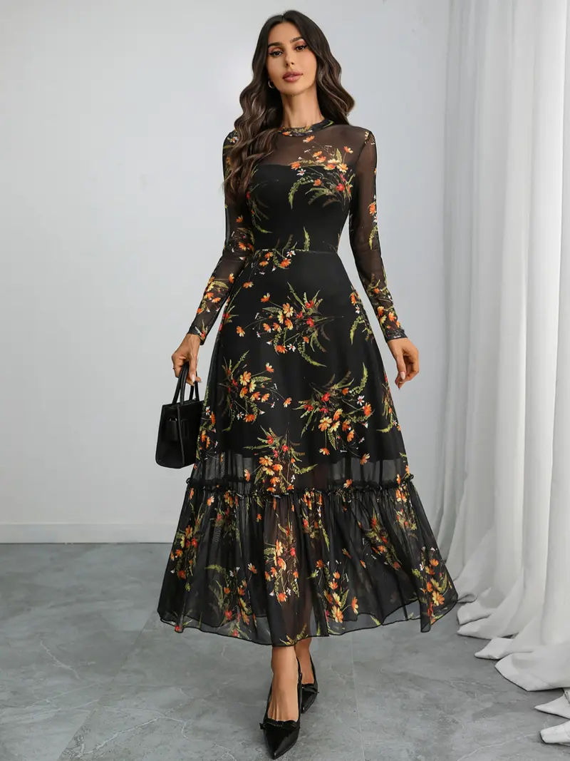 slim fit dress slacks Ann Taylor LOFT Navy Floral Embroidered Long Sleeve Dress – SilkRoll