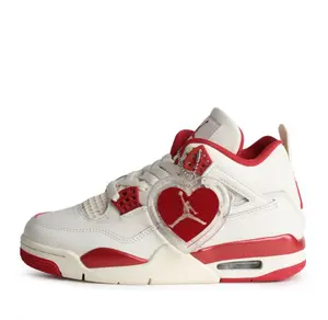 AIR JORDAN 4 RETRO VALENTINE'S DAY (WMNS 9) Pale Ivory/Sierra Red-tough Red (Brand New Replacement box )