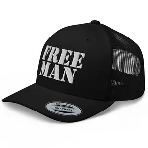 RIVEMUG NG Free Man Embroidered Curved Bill Trucker Hat Mid Crown Adjustable Cap