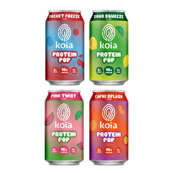 Koia Protein Pop Fizzy Protein Drink - 10g Clear Plant Protein, 2g Sugar, 4g Fiber, 12 Fl Oz (Variety Pack of 12)