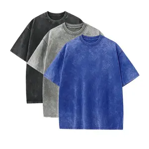 3-Pack Vintage Acid Wash Oversized Tees, Heavyweight Cotton Baggy Gym Shirts Unisex
