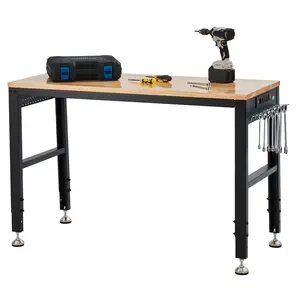 【GARVEE】Adjustable Workbench 48"x20", 2000 lbs Load Capacity, Height Adjustable 29.5"-38.4", Ideal Heavy-Duty Garage Worktable with Built-In Power Outlet for Home, Office & Workshop