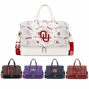 NCAA Duffle Gym Bag with Trolley Sleeve, Foldable Overnight Travel Bag for Travel, Graduation Gift,Auburn Tigers/Razorbacks Hogs/Oklahoma Sooners/Texas Tech,008