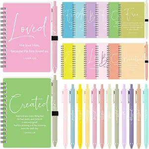 36 Sets Christian Gifts Bulk Inspirational Prayer Journals with Pens Gifts for Mother's Day A6 Spiral  Notebook Religious  for Women Men Church Members  Study Groups (Cute Color)
