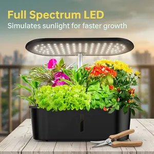 10 Pods Hydroponics Growing System with LED Grow Light, Indoor Herb Garden Kit for Plants Vegetables Fruits, Adjustable Height