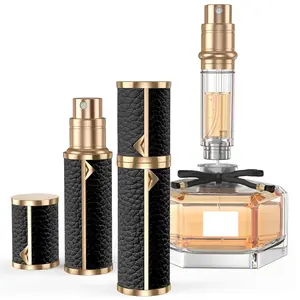 Perfume Travel Refillable Bottle,Genuine Leather Bottom-Filling Fragrances Perfume Atomizer,Mini Cologne Dispenser,Portable Sprayer Pocket Size for Cruise Car Trip Purse Gift 5ml