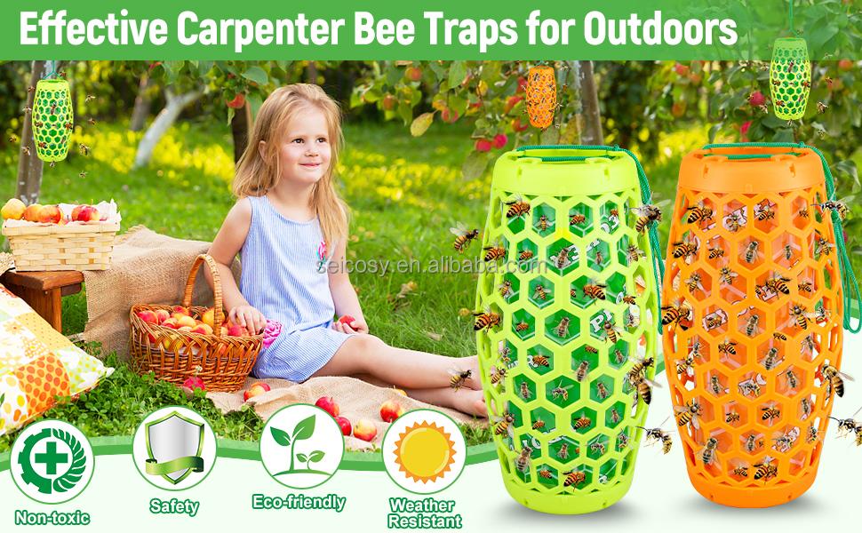 Chingyoo Solid orange Wasp Traps Outdoor Hanging Bee Trap Wasp Repellent Indoor/Outdoor Insect Trap Yellow Jacket Trap Eco-Friendly