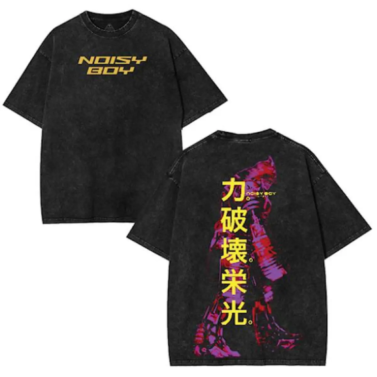 Oversized Men's T-Shirt with Anime Robot Graphic, Heavyweight 230gsm Cotton Streetwear Apparel, Breathable Fan Gift Top, Fabric, Prints, Basic, Japanese, Party
