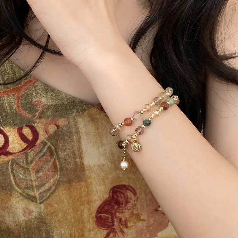 Vintage Double-Layer Bracelet Fashionable Boho Style Adjustable Bangle Jewelry Multilayered Bangles for Women & Girls Slight Elastic Fit