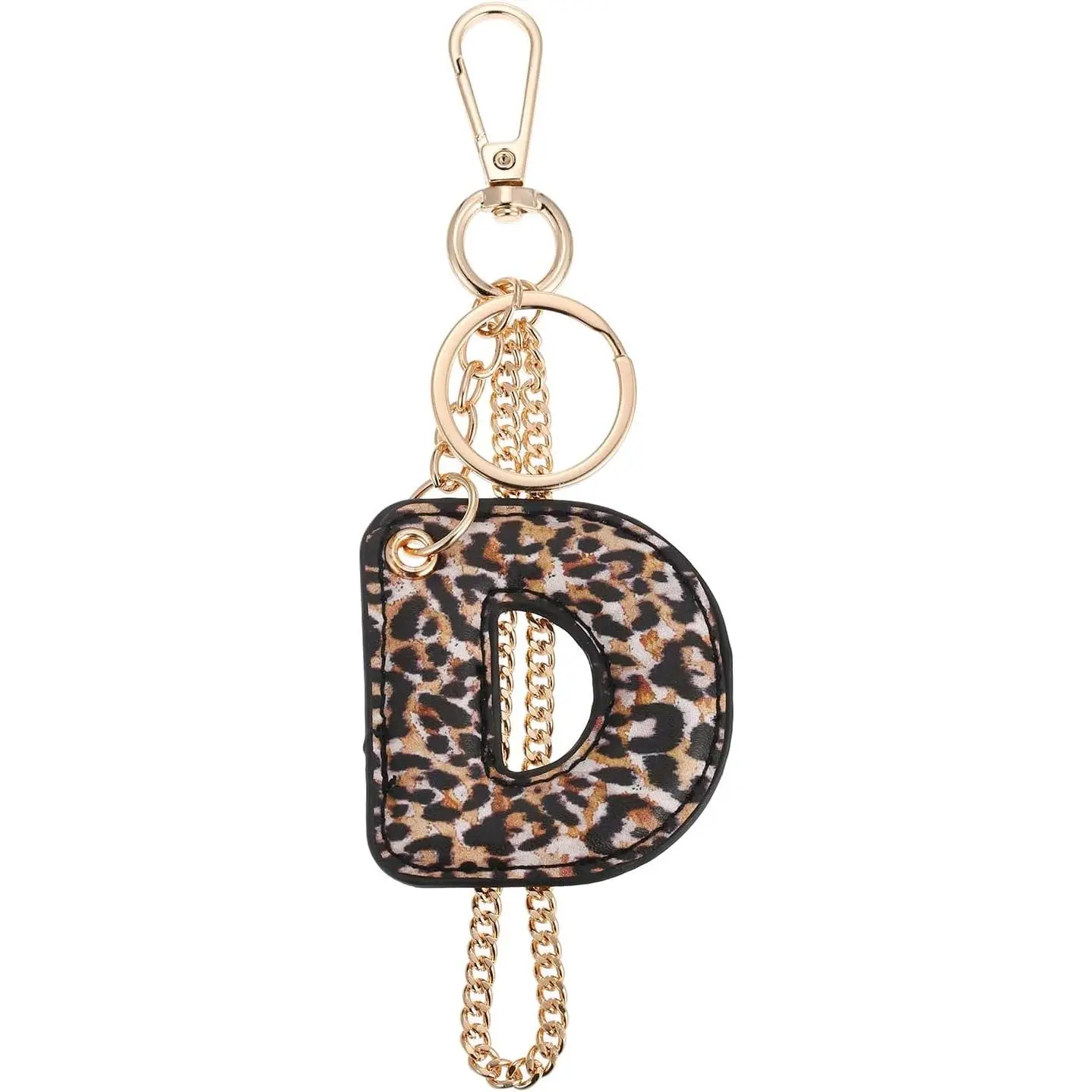 Women's Leopard Initial Letter Keychain - Stylish PU Leather Keyring, Cute Purse Handbags Charm Accessories, Stylish Keychain, Cute Purse Accessories