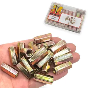 20 count 1/4"-20 Hex Coupling Nut, Threaded Rods Nuts Color Zinc  Extended Hexagon Rod Coupling Nuts, Threaded Connectors for Full  Threaded Rod, Eyebolts,Wedge Anchor,Chain Links